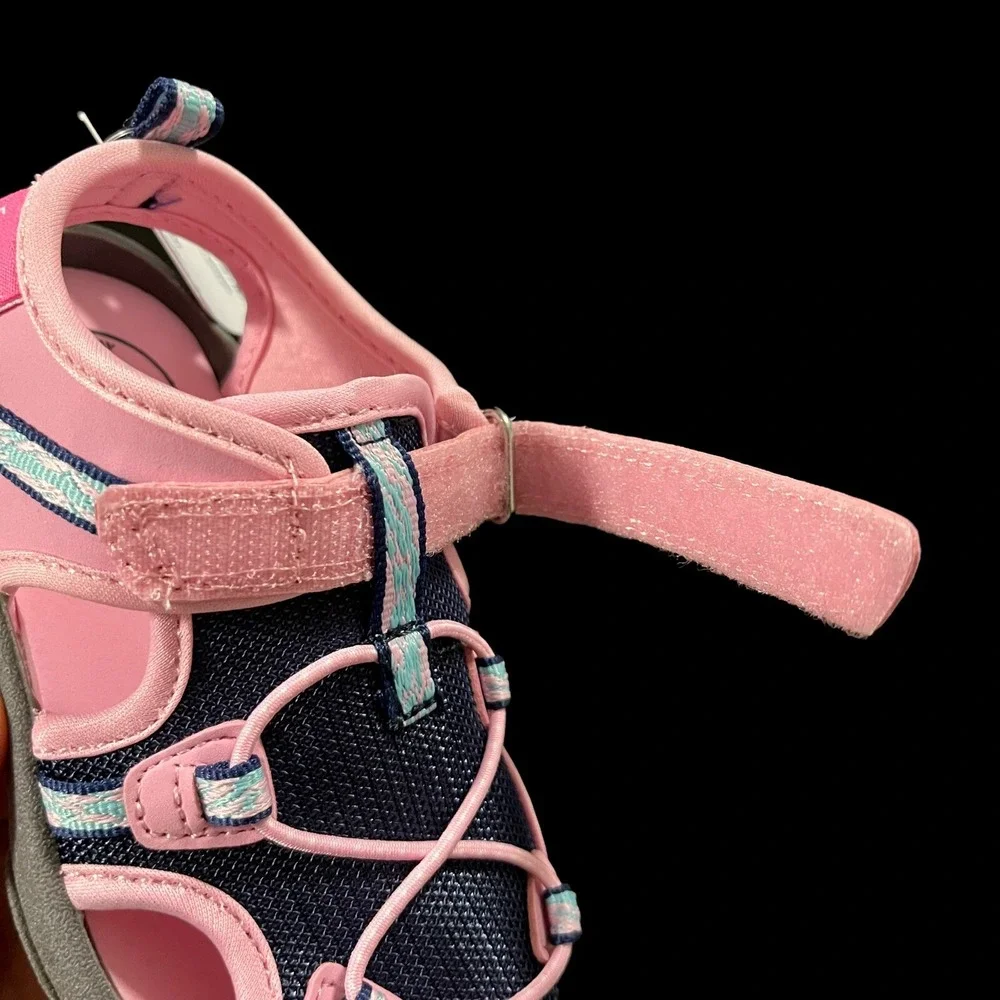 OshKosh Toddler Girls Fisherman Sport Sandals‎ Size 9 Pink Navy Blue Washable